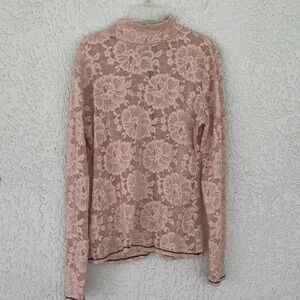 Guess Pink Floral Lace Blouse size M